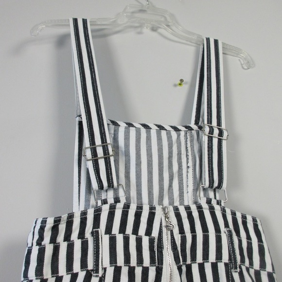 Ochirly Striped Overalls Jumpsuit Women S Black White Wide Leg Goth Grunge 512 - Picture 2 of 12